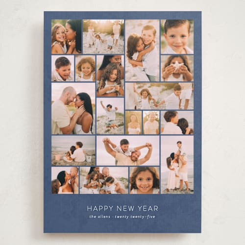 This is a navy holiday photo cards with standard by Roxy Cervantes called family collage printing on recycled smooth signature in grand