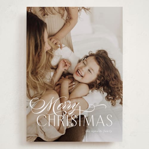 This is a milk and cookies holiday photo cards with standard by Lisa McLean called swash cross printing on recycled smooth signature in grand