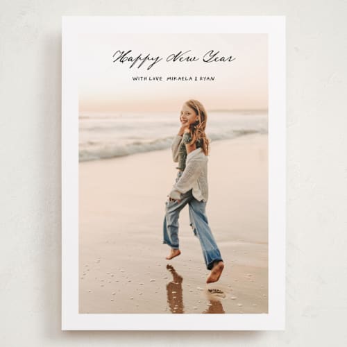 This is a onyx holiday photo cards with standard by Benita Crandall called joyeux printing on recycled smooth signature in grand