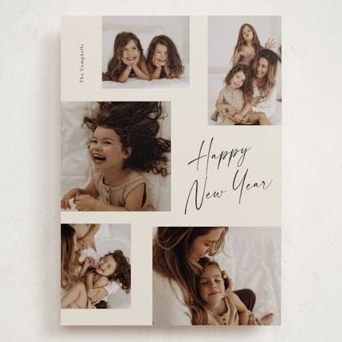 This is a vanilla cream holiday photo cards with standard by Stacey Meacham called resounding joy printing on recycled smooth signature in grand