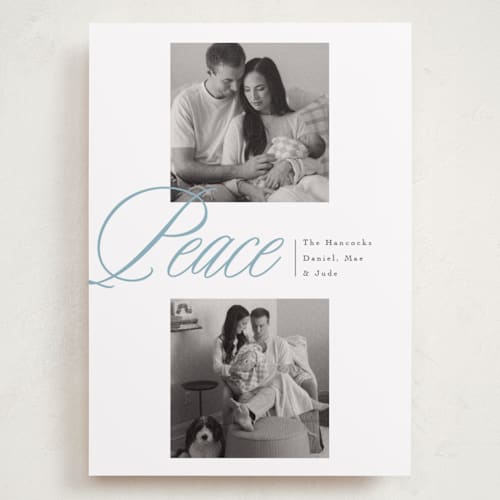 This is a celestial holiday photo cards with standard by Susan Zinader called quiet overlap printing on recycled smooth signature in grand