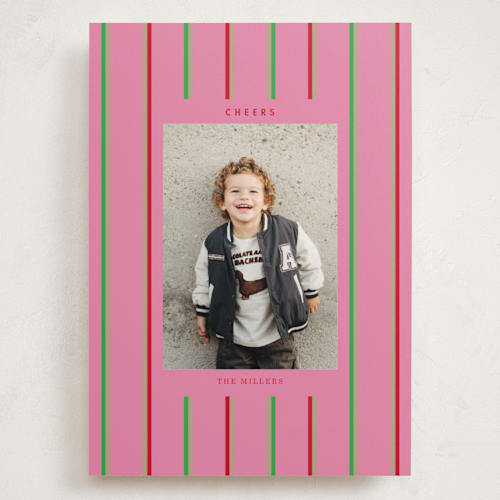 This is a peony holiday photo cards with standard by Baumbirdy called colorful stripes printing on recycled smooth signature in grand