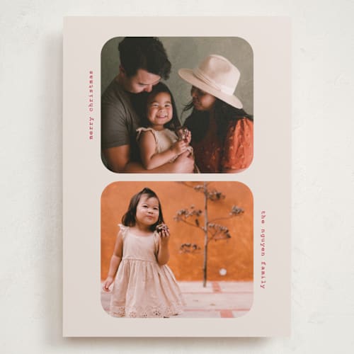 This is a cream holiday photo cards with standard by Ilene Guy called little greetings printing on recycled smooth signature in grand