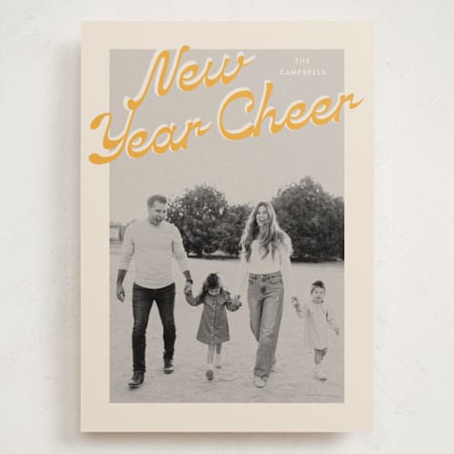 This is a butterscotch holiday photo cards with standard by Ekko Studio called nostalgia printing on recycled smooth signature in grand