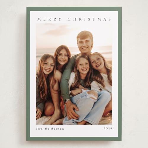 This is a pine holiday photo cards with standard by Chris Griffith called holiday feels printing on recycled smooth signature in grand
