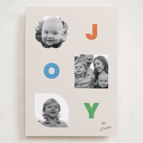 This is a bright holiday photo cards with standard by Jessica Yeo called shapes printing on recycled smooth signature in grand