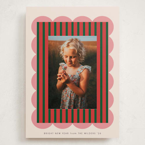 This is a holly holiday photo cards with standard by Morgan Kendall called layered frame printing on recycled smooth signature in grand