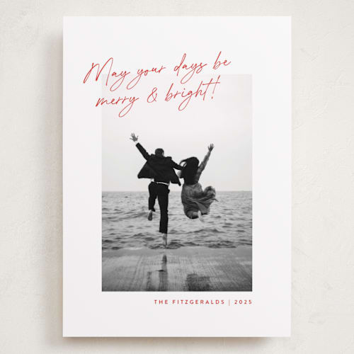 This is a santa holiday photo cards with standard by Jackie Crawford called top script note printing on recycled smooth signature in grand