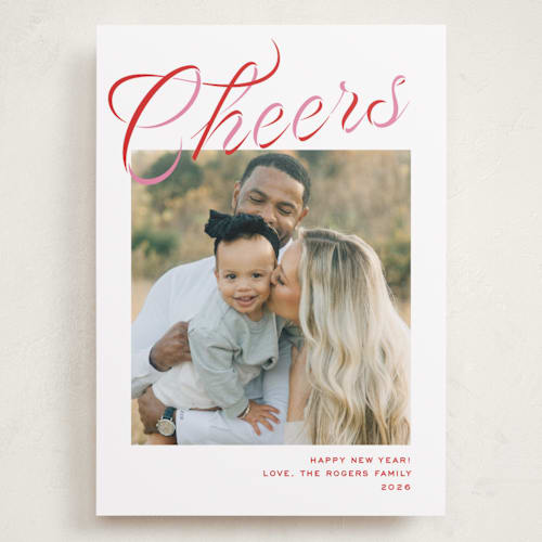 This is a gumdrop holiday photo cards with standard by Megan Davis called grosgrain ribbon printing on recycled smooth signature in grand