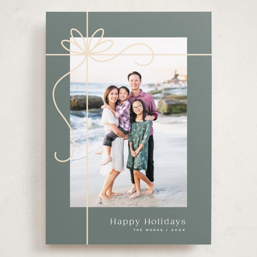 This is a dusk holiday photo cards with standard by Michelle Taylor called gilded ribbon printing on recycled smooth signature in grand