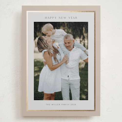 This is a crepe foil stamped holiday cards with foil pressed by Nicole Walsh called foil frame printing on recycled smooth signature in grand