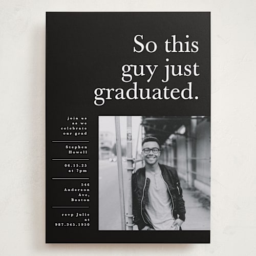 This is a jett graduation invitations with standard by Corinne Malesic called still graduating printing on recycled smooth signature in grand