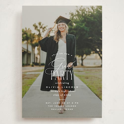 This is a cotton graduation invitations with standard by Creo Study called classic party printing on recycled smooth signature in grand