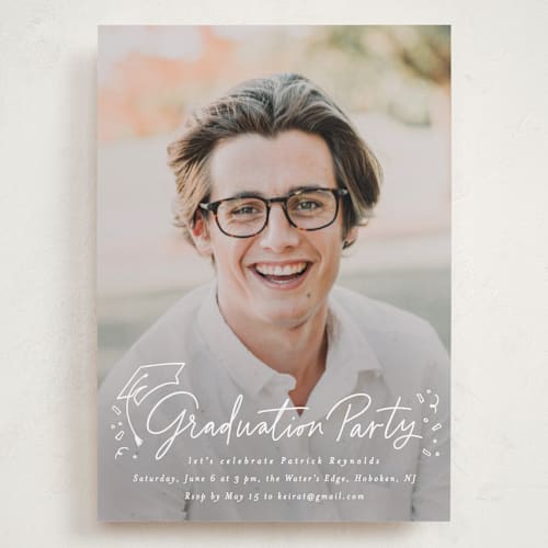This is a cotton graduation invitations with standard by Creo Study called cap off printing on recycled smooth signature in grand