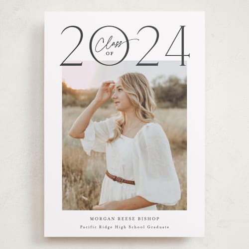 This is a charcoal graduation announcements with standard by Carolyn MacLaren called top of class printing on recycled smooth signature in grand