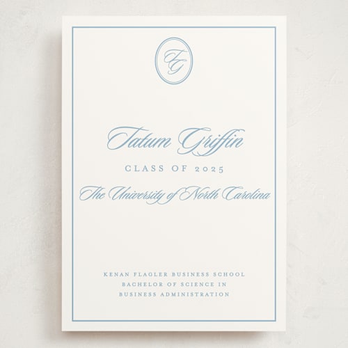 This is a capri graduation announcements with standard by Creo Study called scripted printing on triplethick in grand