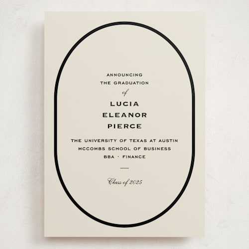 This is a tuxedo graduation announcements with standard by Megan Davis called commence printing on signature in grand