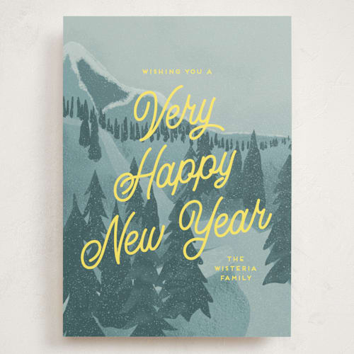 This is a glacier holiday photo cards with standard by Kaydi Bishop called first mountain snow printing on signature in grand