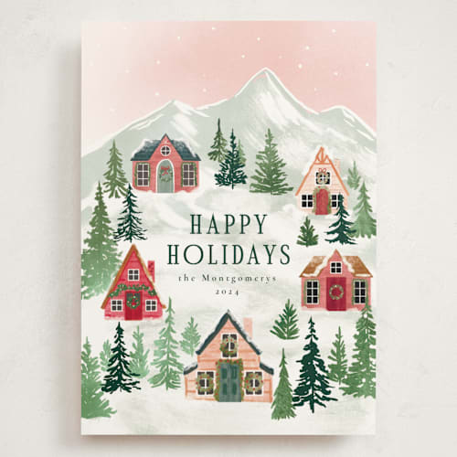 This is a dawn holiday photo cards with standard by Petra Kern called mountaineer printing on signature in grand