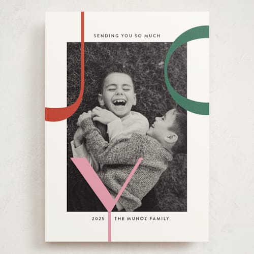 This is a holly holiday photo cards with standard by Annie Holmquist called big joy printing on signature in grand
