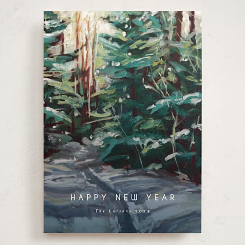 This is a wintermint holiday photo cards with standard by Holly Whitcomb called peaceful forest printing on signature in grand