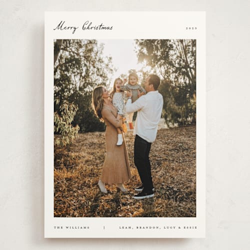 This is a snowcap holiday photo cards with standard by Pixel and Hank called christmas card printing on signature in grand