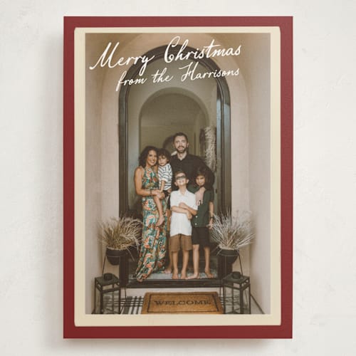 This is a berry holiday photo cards with standard by Maja Cunningham called vintage photo card printing on signature in grand