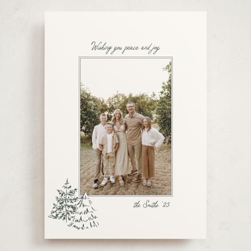 This is a forest holiday photo cards with standard by Michelle Harrick called minimal tree farm printing on signature in grand