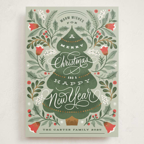 This is a leaf holiday photo cards with standard by Kristen Smith called ornate tree printing on signature in grand