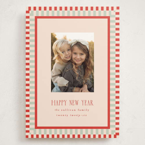This is a tomato holiday photo cards with standard by Julie Murray called modern plaid printing on signature in grand