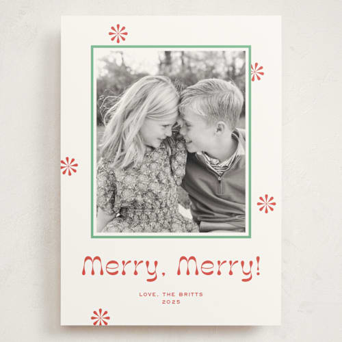This is a candy cane holiday photo cards with standard by Megan Davis called peppermint printing on signature in grand