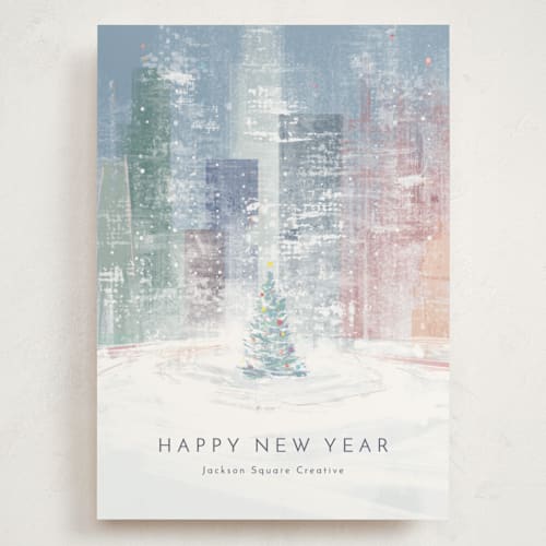 This is a wintermint holiday photo cards with standard by Eric Ransom called winter city wishes printing on signature in grand