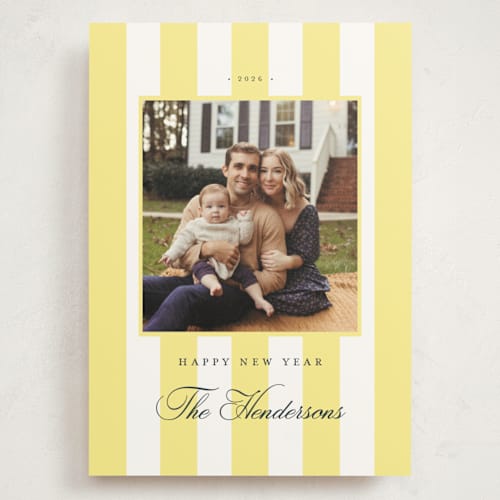 This is a honey holiday photo cards with standard by Emily Betts called preppy stripes printing on signature in grand