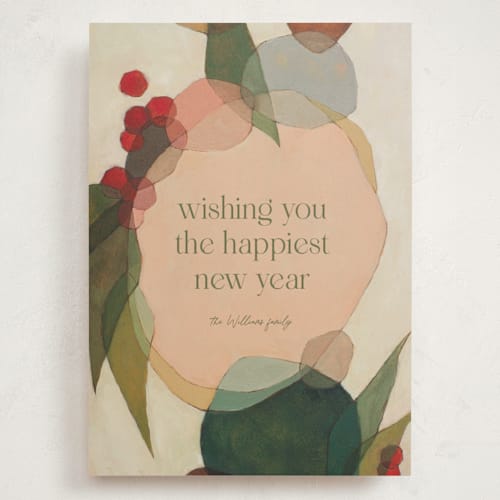 This is a peppermint holiday photo cards with standard by Wendy Keller called cirque printing on signature in grand