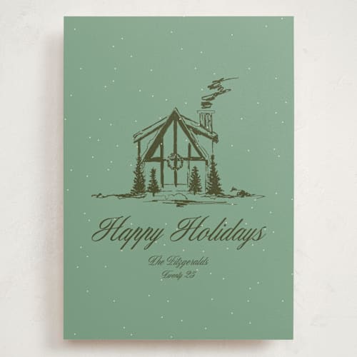 This is a pine holiday photo cards with standard by Jen Ramsey called christmas cabin printing on signature in grand