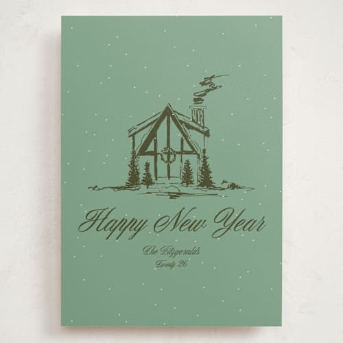 This is a pine holiday photo cards with standard by Jen Ramsey called christmas cabin printing on signature in grand