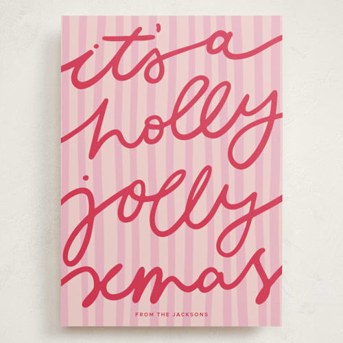 This is a candy cane holiday photo cards with standard by Abbigail Lim called holly jolly xmas printing on signature in grand