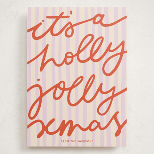 This is a fruit cake holiday photo cards with standard by Abbigail Lim called holly jolly xmas printing on signature in grand