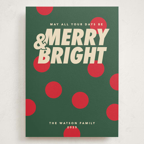 This is a pine holiday photo cards with standard by Creo Study called christmas polka printing on signature in grand