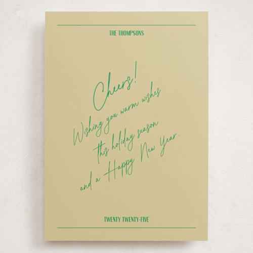 This is a jade holiday photo cards with standard by Jen Ramsey called holiday note printing on signature in grand