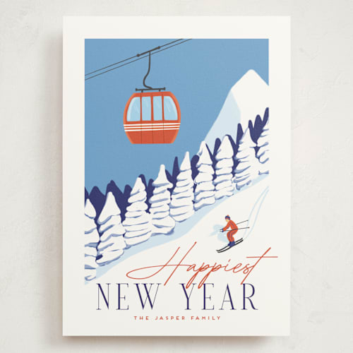 This is a sky holiday photo cards with standard by Kaydi Bishop called vintage ski poster printing on signature in grand