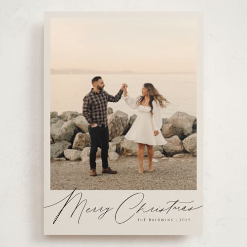 This is a eggnog holiday photo cards with standard by Melanie Severin called simply charming printing on signature in grand