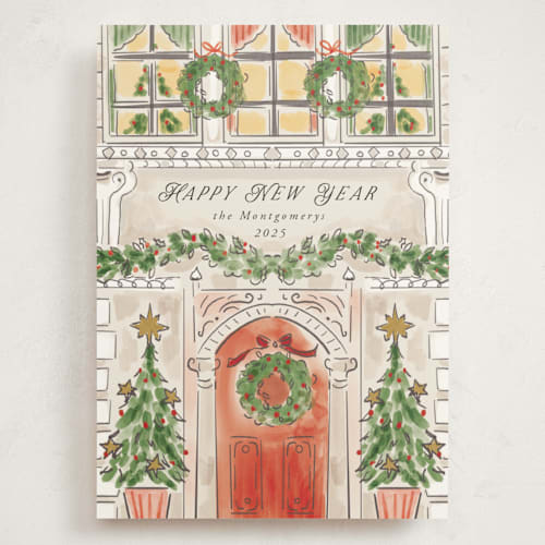 This is a ivory holiday photo cards with standard by Petra Kern called a house printing on signature in grand