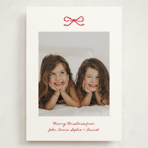 This is a candied apple holiday photo cards with standard by Kelly Watkins called mini bow printing on signature in grand