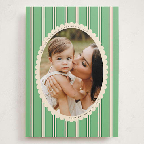 This is a mint holiday photo cards with standard by Morgan Kendall called historic frame printing on signature in grand