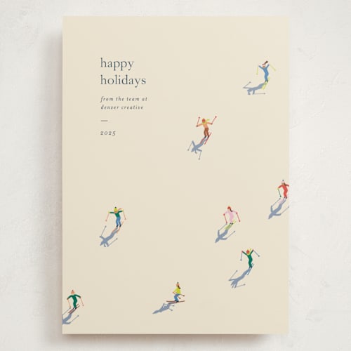 This is a cream holiday photo cards with standard by Ellen Schlegelmilch called slope printing on signature in grand