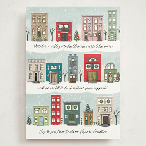 This is a north pole holiday photo cards with standard by Heather Schertzer called village printing on signature in grand