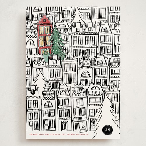 This is a ink holiday photo cards with standard by Caroline Harberd called find us buildings printing on signature in grand