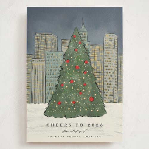 This is a winter holiday photo cards with standard by Creo Study called downtown holiday printing on signature in grand