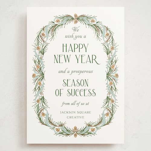 This is a frost holiday photo cards with standard by Paper Sun Studio called pine border printing on signature in grand